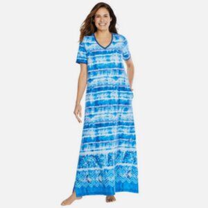 Dreams & Co Long Lounger Dress Blue